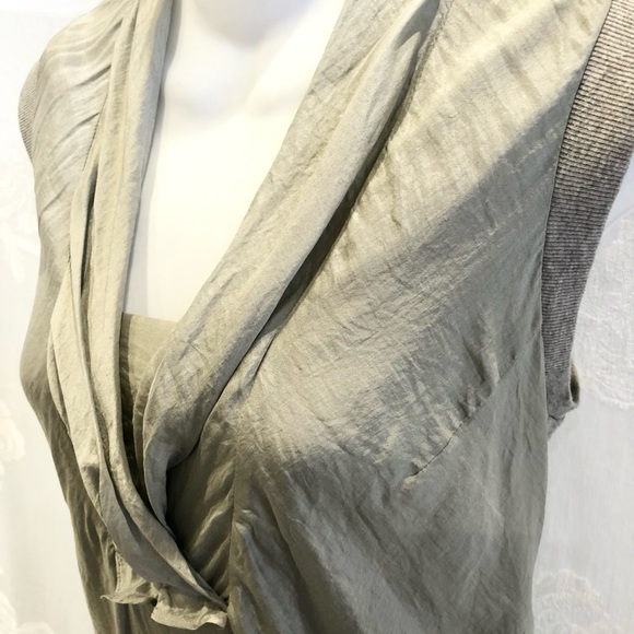 BRUNELLO CUCINELLI Gray Silk Ribbed Cotton Tank Top Tunic M $500 - Picture 2 of 9